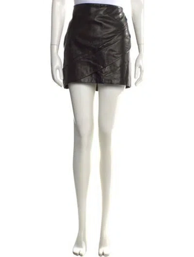Pre-owned Iro Lamb Leather Mini Skirt In Black