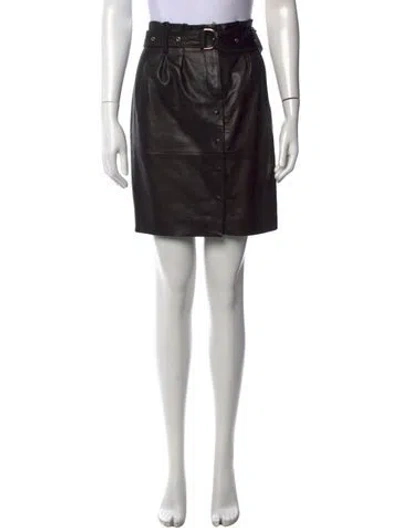 Pre-owned Iro Lamb Leather Mini Skirt In Black