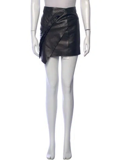 Pre-owned Iro Lamb Leather Mini Skirt In Black
