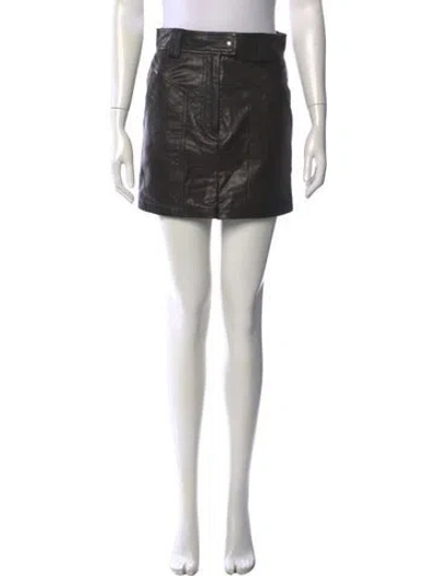 Pre-owned Iro Lamb Leather Mini Skirt In Black