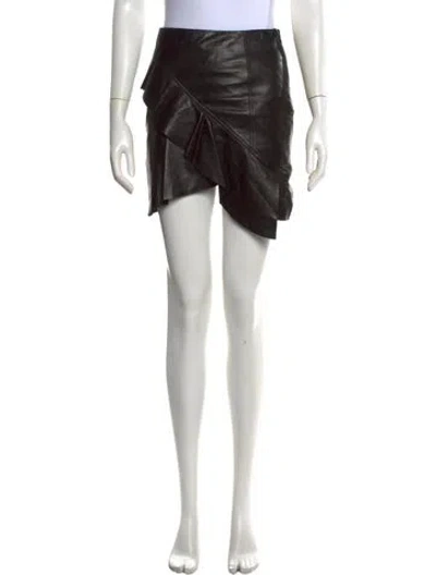 Pre-owned Iro Lamb Leather Mini Skirt In Black