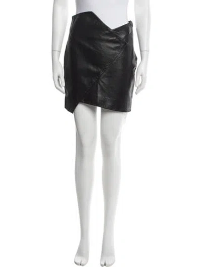 Pre-owned Iro Lamb Leather Mini Skirt In Black