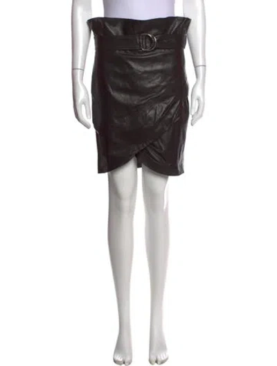Pre-owned Iro Lamb Leather Mini Skirt In Brown
