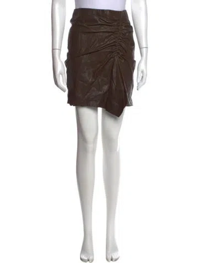 Pre-owned Iro Lamb Leather Mini Skirt In Green
