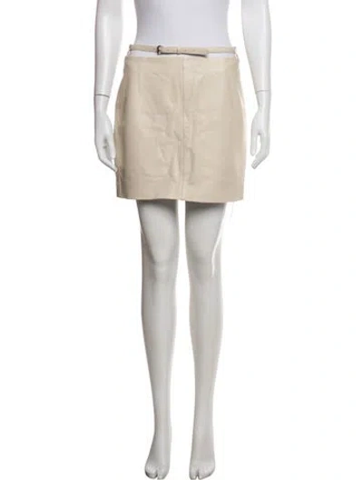 Pre-owned Iro Lamb Leather Mini Skirt In Neutral