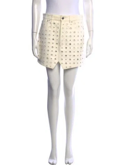 Pre-owned Iro Lamb Leather Mini Skirt In Neutrals