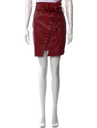 Pre-owned Iro Lamb Leather Mini Skirt In Red