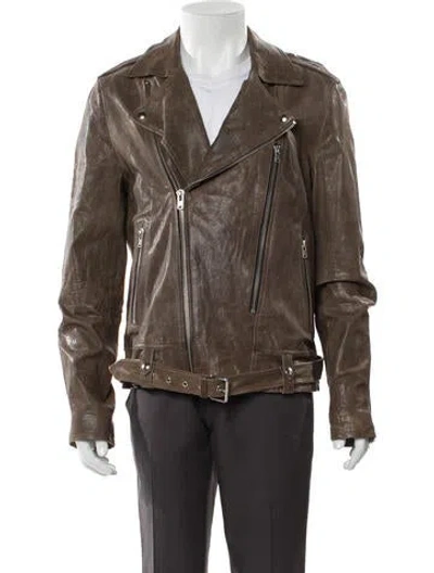 Pre-owned Iro Lamb Leather Moto Jacket In Brown