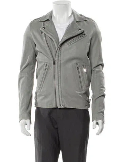 Pre-owned Iro Lamb Leather Moto Jacket In Gray