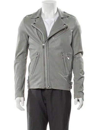 Pre-owned Iro Lamb Leather Moto Jacket In Gray