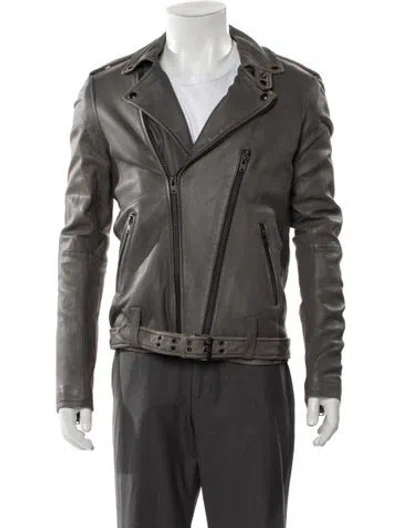 Pre-owned Iro Lamb Leather Moto Jacket In Gray