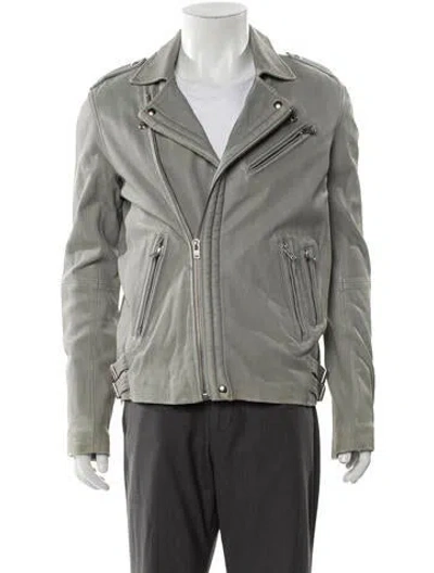 Pre-owned Iro Lamb Leather Moto Jacket In Gray
