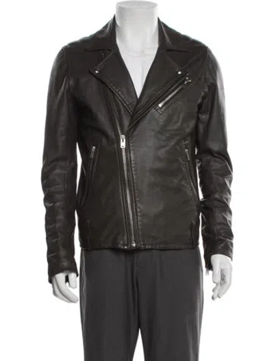 Pre-owned Iro Lamb Leather Moto Jacket In Gray