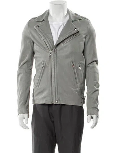 Pre-owned Iro Lamb Leather Moto Jacket W/ Tags In Gray