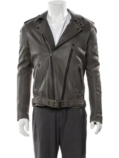 Pre-owned Iro Lamb Leather Moto Jacket W/ Tags In Gray