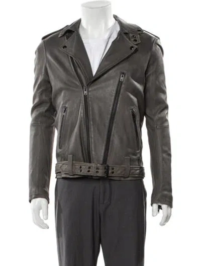 Pre-owned Iro Lamb Leather Moto Jacket W/ Tags In Gray