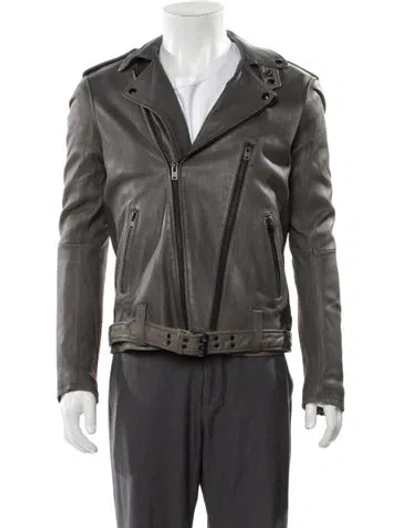 Pre-owned Iro Lamb Leather Moto Jacket W/ Tags In Gray