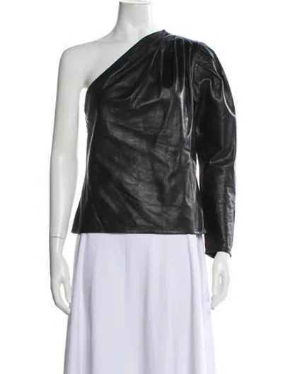 Pre-owned Iro Lamb Leather One-shoulder Top In Black