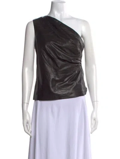 Pre-owned Iro Lamb Leather One-shoulder Top In Black