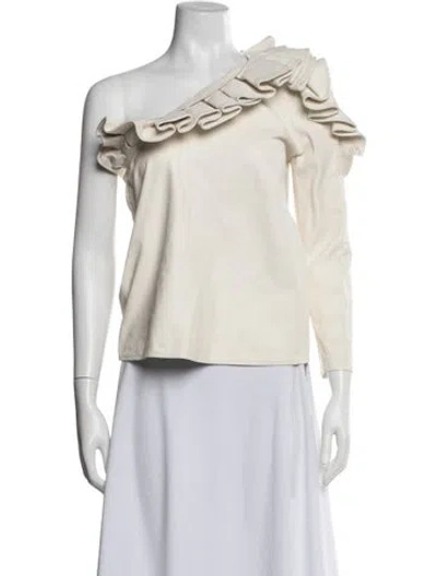 Pre-owned Iro Lamb Leather One-shoulder Top In White