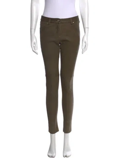 Pre-owned Iro Lamb Leather Skinny Leg Pants In Green