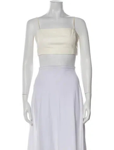 Pre-owned Iro Lamb Leather Square Neckline Crop Top In Neutral