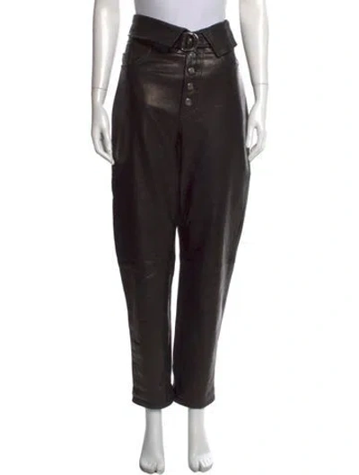 Pre-owned Iro Lamb Leather Straight Leg Pants In Black