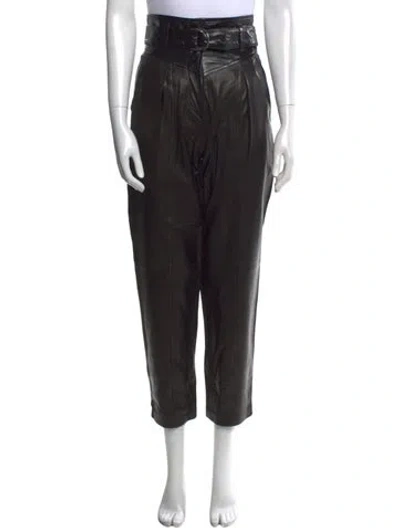 Pre-owned Iro Lamb Leather Straight Leg Pants In Black