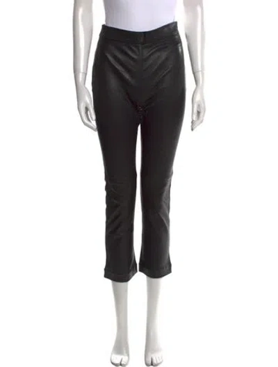 Pre-owned Iro Lamb Leather Straight Leg Pants In Black
