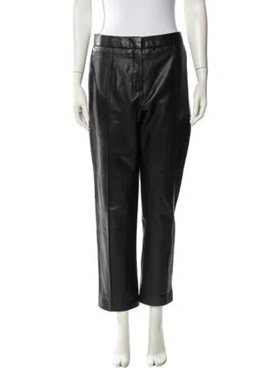 Pre-owned Iro Lamb Leather Straight Leg Pants In Black