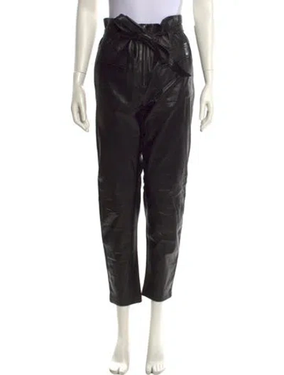 Pre-owned Iro Lamb Leather Straight Leg Pants In Black