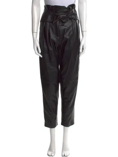 Pre-owned Iro Lamb Leather Straight Leg Pants In Black