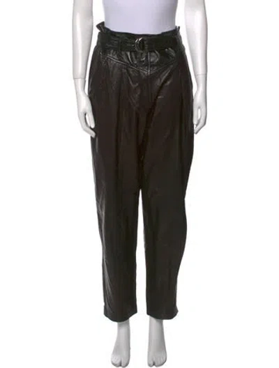 Pre-owned Iro Lamb Leather Straight Leg Pants In Black