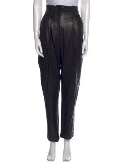 Pre-owned Iro Lamb Leather Straight Leg Pants In Black
