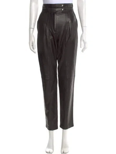 Pre-owned Iro Lamb Leather Straight Leg Pants In Black