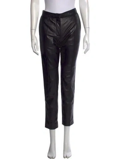 Pre-owned Iro Lamb Leather Straight Leg Pants In Black