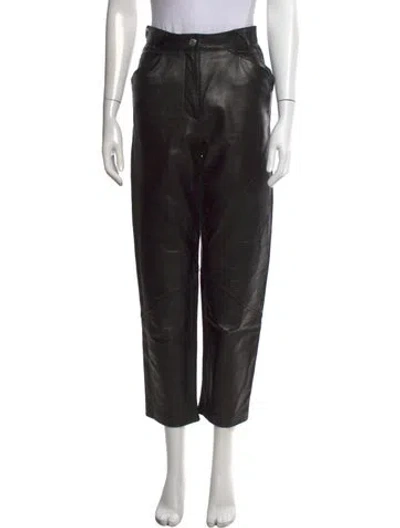 Pre-owned Iro Lamb Leather Straight Leg Pants In Black