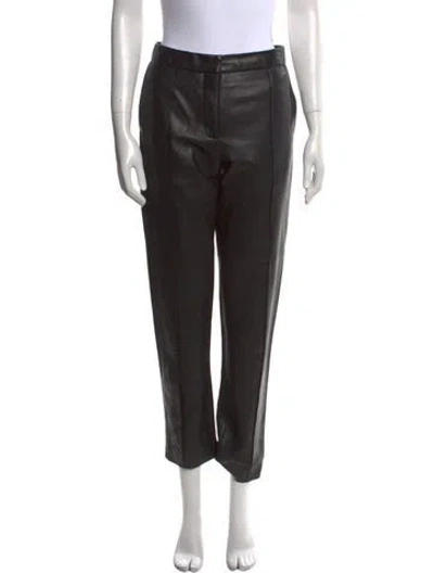 Pre-owned Iro Lamb Leather Straight Leg Pants In Brown