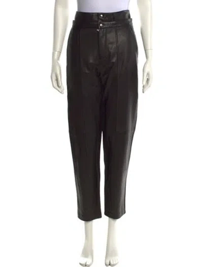 Pre-owned Iro Lamb Leather Straight Leg Pants In Brown