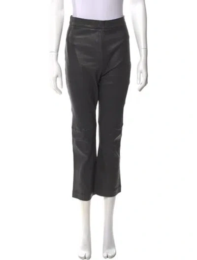 Pre-owned Iro Lamb Leather Straight Leg Pants In Gray