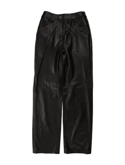 Pre-owned Iro Lamb Leather Straight Leg Pants In Gray