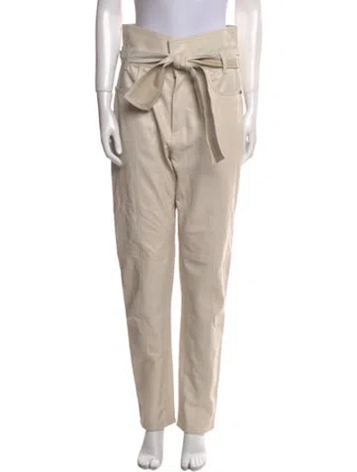 Pre-owned Iro Lamb Leather Straight Leg Pants In Neutral