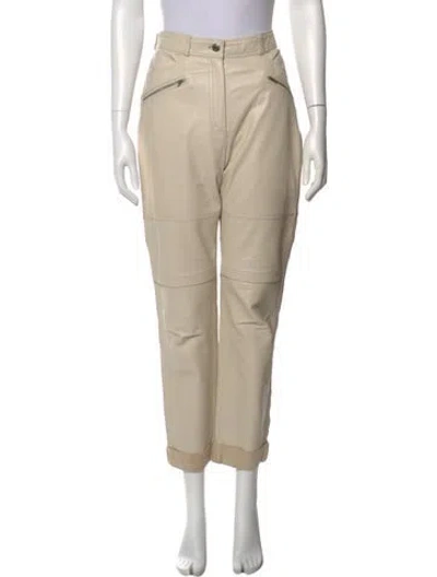 Pre-owned Iro Lamb Leather Straight Leg Pants In Neutral