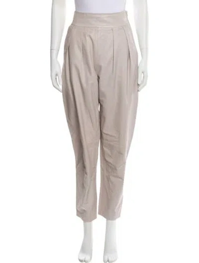 Pre-owned Iro Lamb Leather Straight Leg Pants In Neutrals