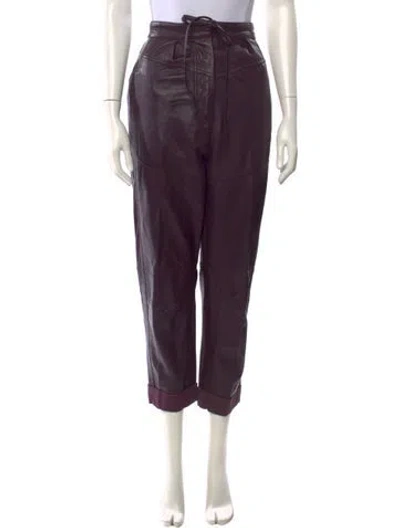 Pre-owned Iro Lamb Leather Straight Leg Pants In Purple