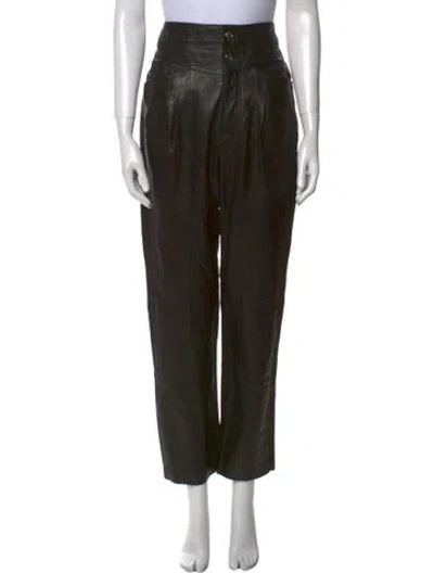 Pre-owned Iro Lamb Leather Straight Leg Pants W/ Tags In Black