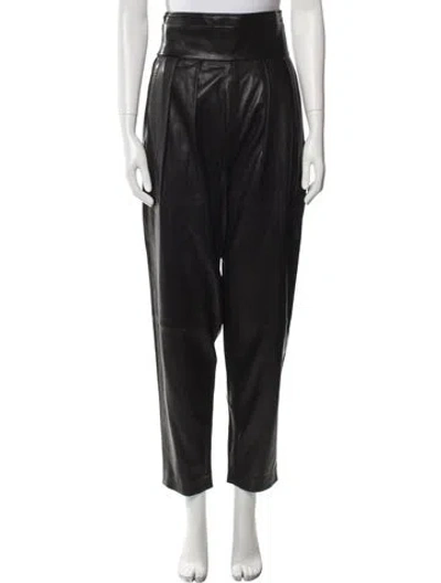 Pre-owned Iro Lamb Leather Straight Leg Pants W/ Tags In Black