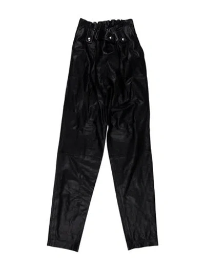 Pre-owned Iro Lamb Leather Straight Leg Pants W/ Tags In Black