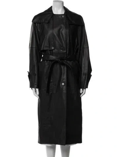 Pre-owned Iro Lamb Leather Trench Coat In Blue