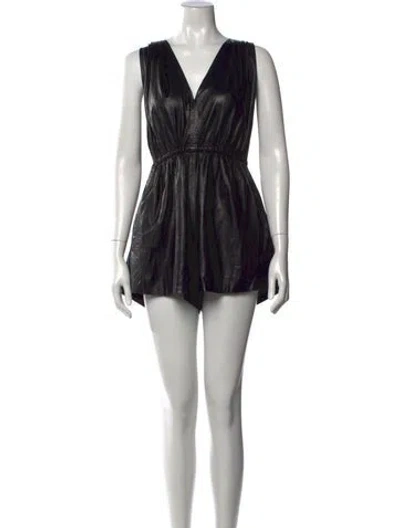 Pre-owned Iro Lamb Leather V-neck Romper In Black